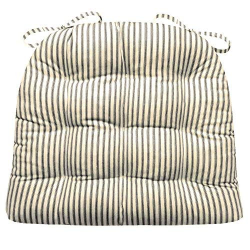 Barnett Home Decor Ticking Stripe Black Dining Chair Pad with Ties - 18" x 16.5" Size Medium Chai... | Amazon (US)