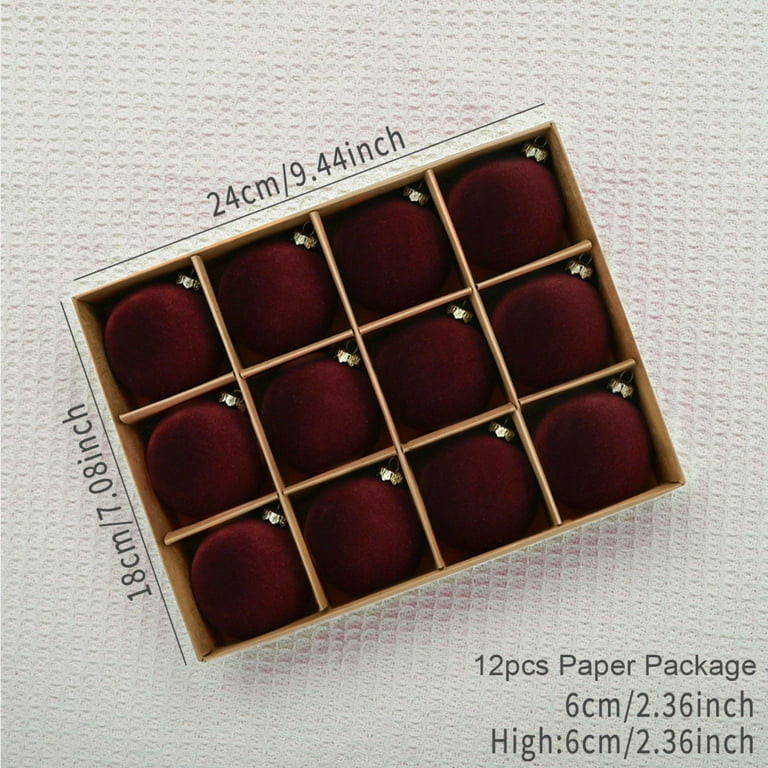 12PCS Flocked Christmas Ball Ornaments Shatterproof 2.4" Tree Hanging Xmas Pendants with Box Wedd... | Walmart (US)