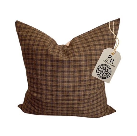 Brown & Black Plaid Pillow Cover Modern Farmhouse Pillow - Etsy | Etsy (US)