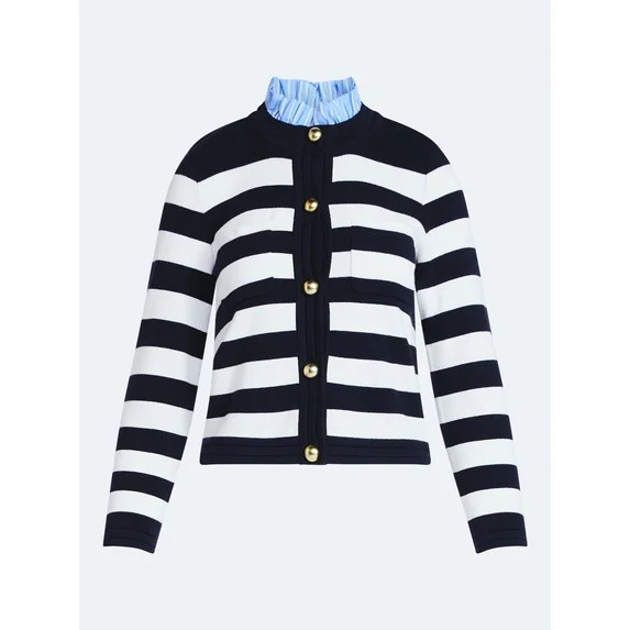 Free Assembly Women's Ruffle Neck Cardigan Sweater, Midweight, Sizes XS-XXL | Walmart (US)