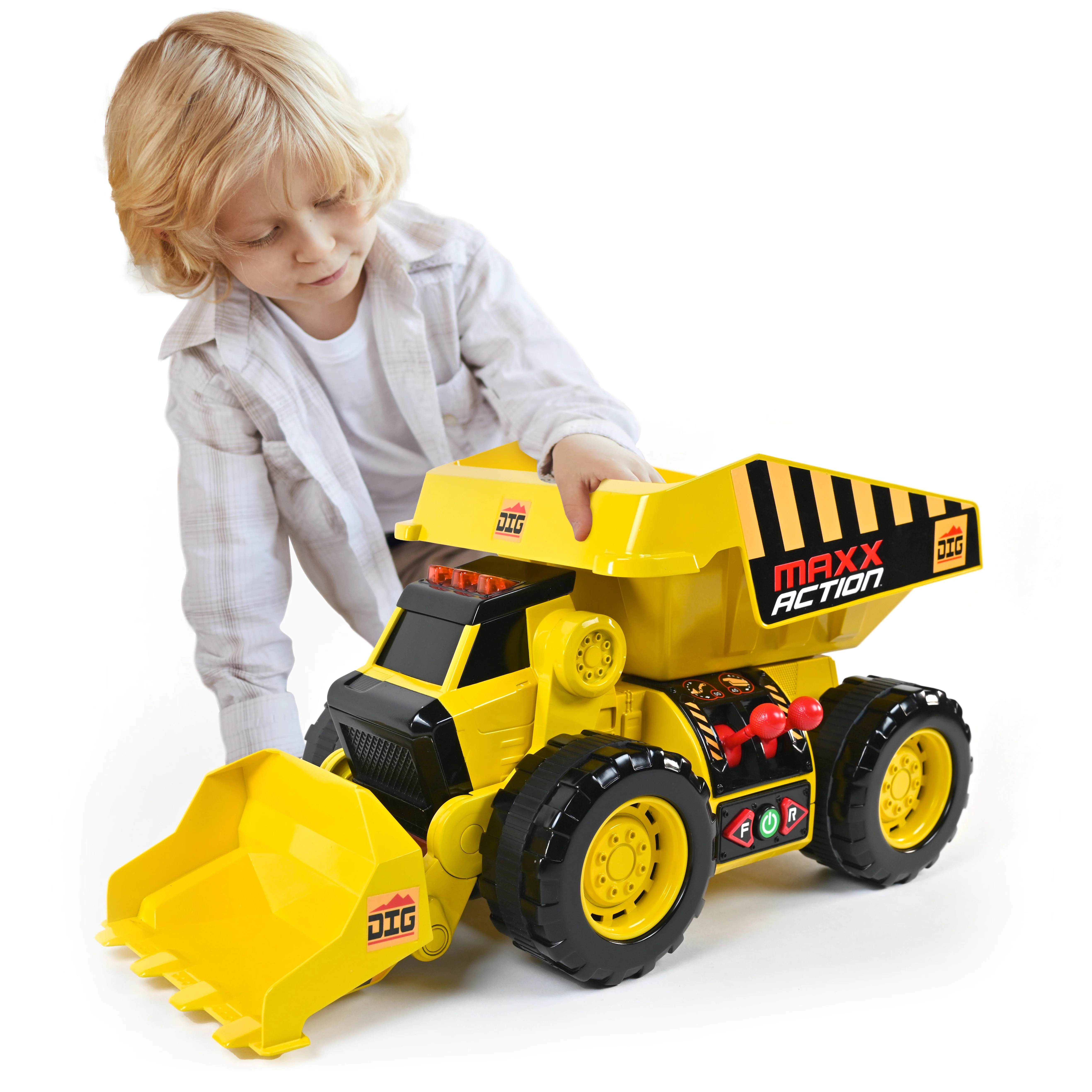 Maxx Action 2-N-1 Dig Rig, Large Dump Truck and Front-End Loader Play Vehicle, Children 3+ | Walmart (US)