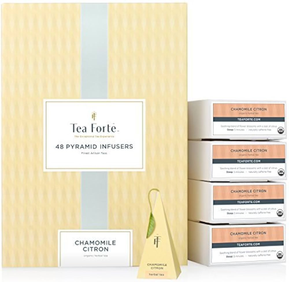 Tea Forte Chamomile Citron Herbal Tea Event Box, Bulk Pack of 48 Pyramid Infuser Tea Sachets for ... | Amazon (US)