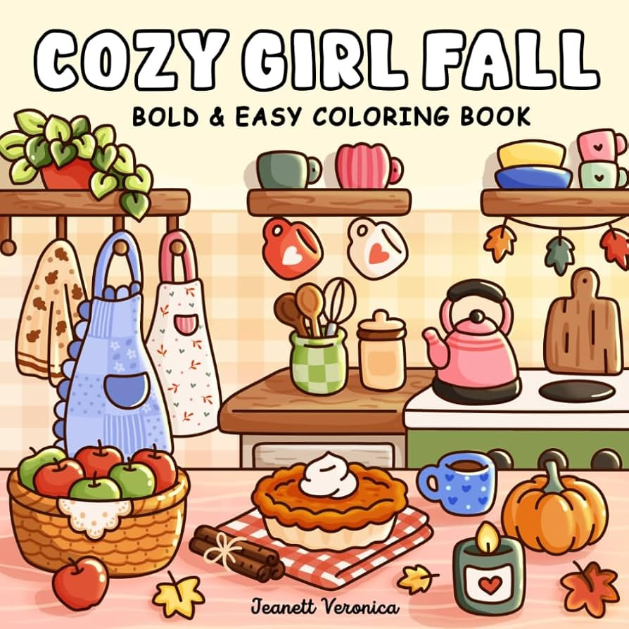 Cozy Girl Fall Coloring Book: Bold and Easy Autumn-Inspired Designs for Adults and Teens | Cute H... | Amazon (US)