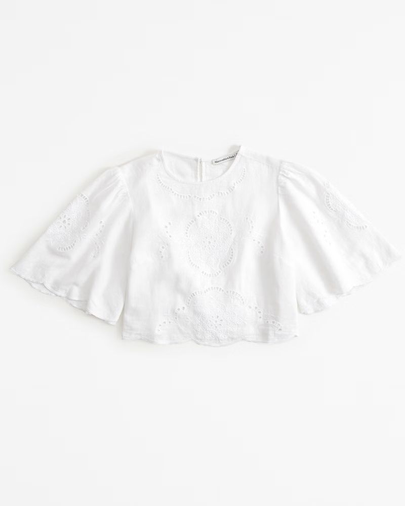 Women's Angel Sleeve Embroidered Tee | Women's Tops | Abercrombie.com | Abercrombie & Fitch (US)