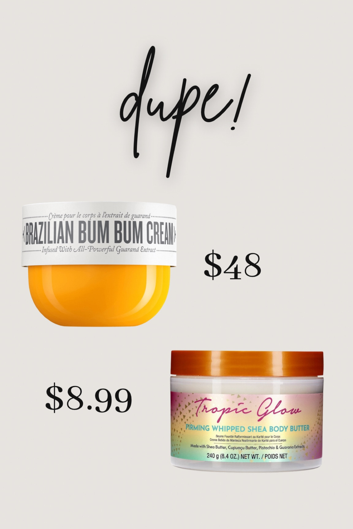 🚨 Brazilian bum bum cream dupe 🚨 same scent, a fraction of the price! 💕🫶🏼🤍

#LTKGiftGuide #LTKbeauty #LTKFind
