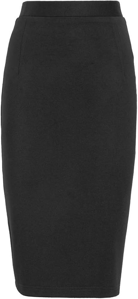 Hashier Women's Elastic Ruffle Tight Pencil Skirt Knee Length Business Skirt | Amazon (US)