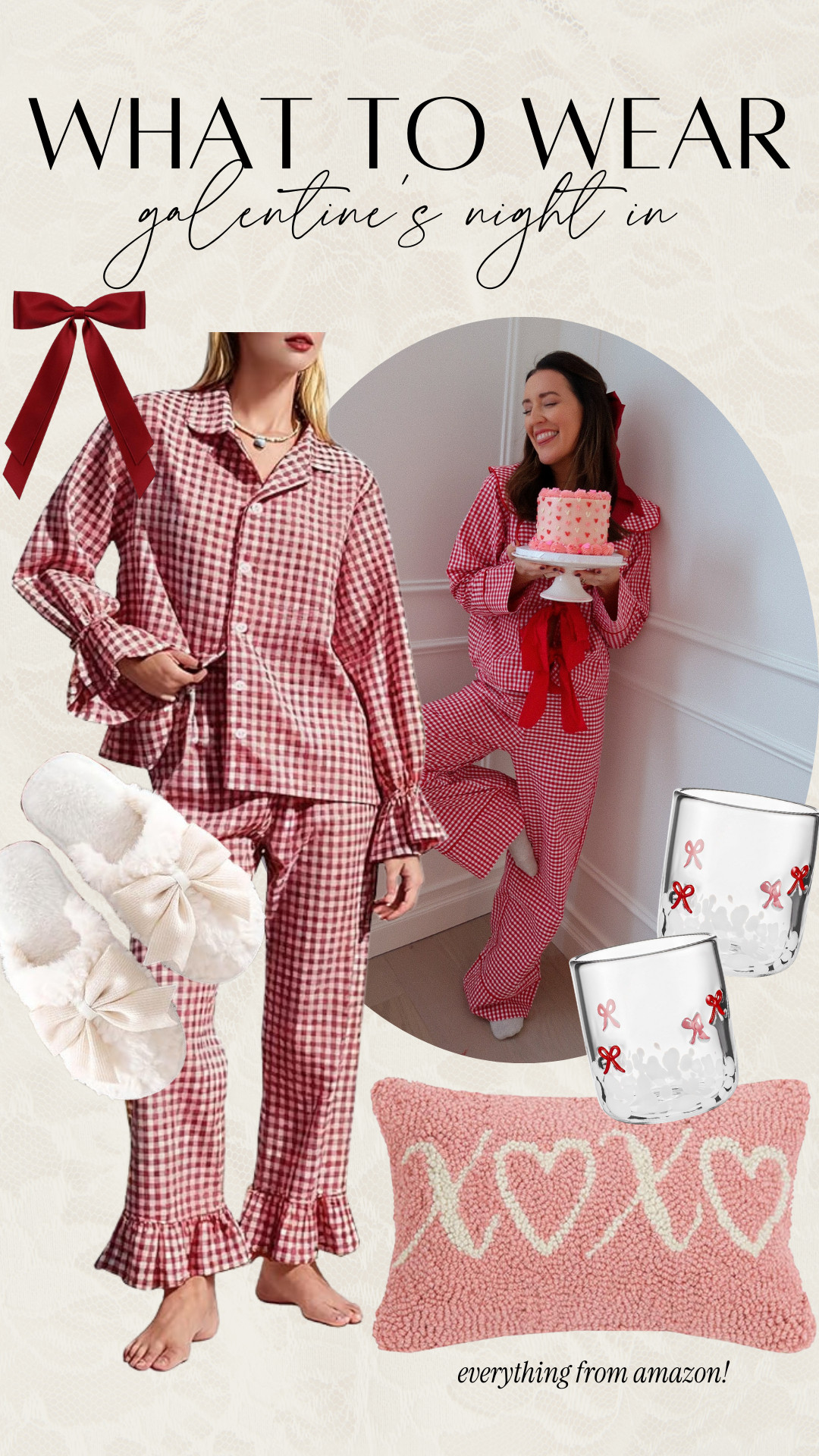 What to Wear: Galentines Night In - adorable gingham valentines pajamas 

 #LTKValentine #LTKootd