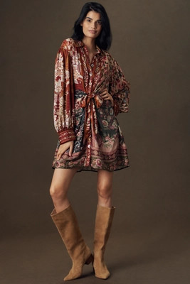 Farm Rio Winter Garden Mix Mini Shirt Dress | Anthropologie (US)