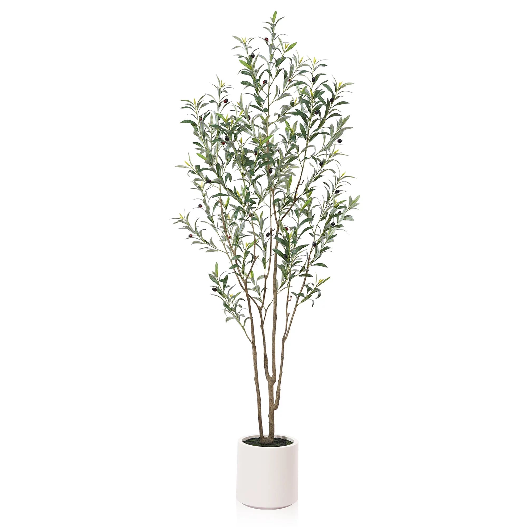 7FT Tall Large Artificial Olive Tree with 10.6 inches White Planter. 12 lb. DR.Planzen | Walmart (US)