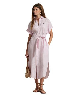 Striped Linen Short Sleeve Shirtdress | Bloomingdale's (US)