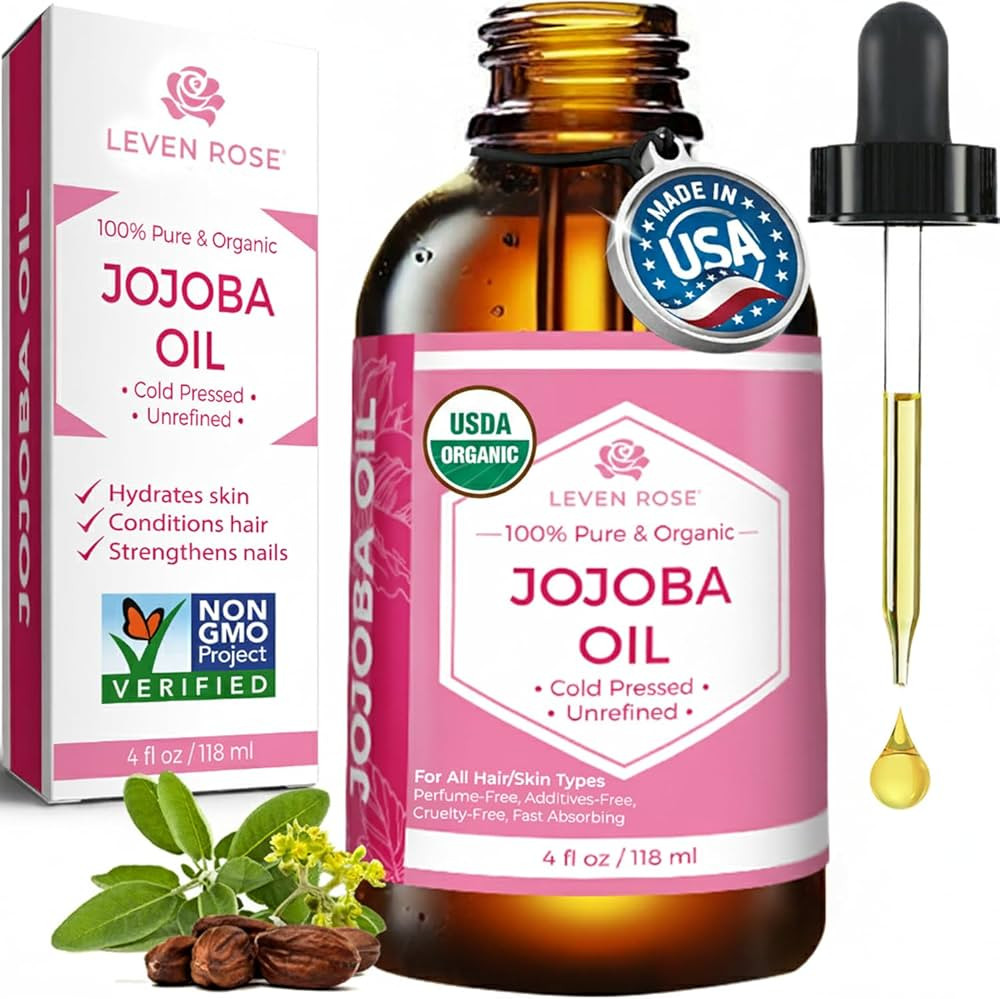 Leven Rose Jojoba Oil Organic, Pure Cold Pressed Natural Unrefined Moisturizer for Skin Hair and ... | Amazon (US)
