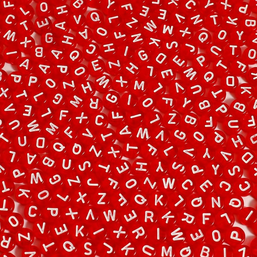 1200pcs 4×7mm Alphabet Beads Transparent Red Roude Acrylic White Letter Beads, for Bracelets and... | Amazon (US)