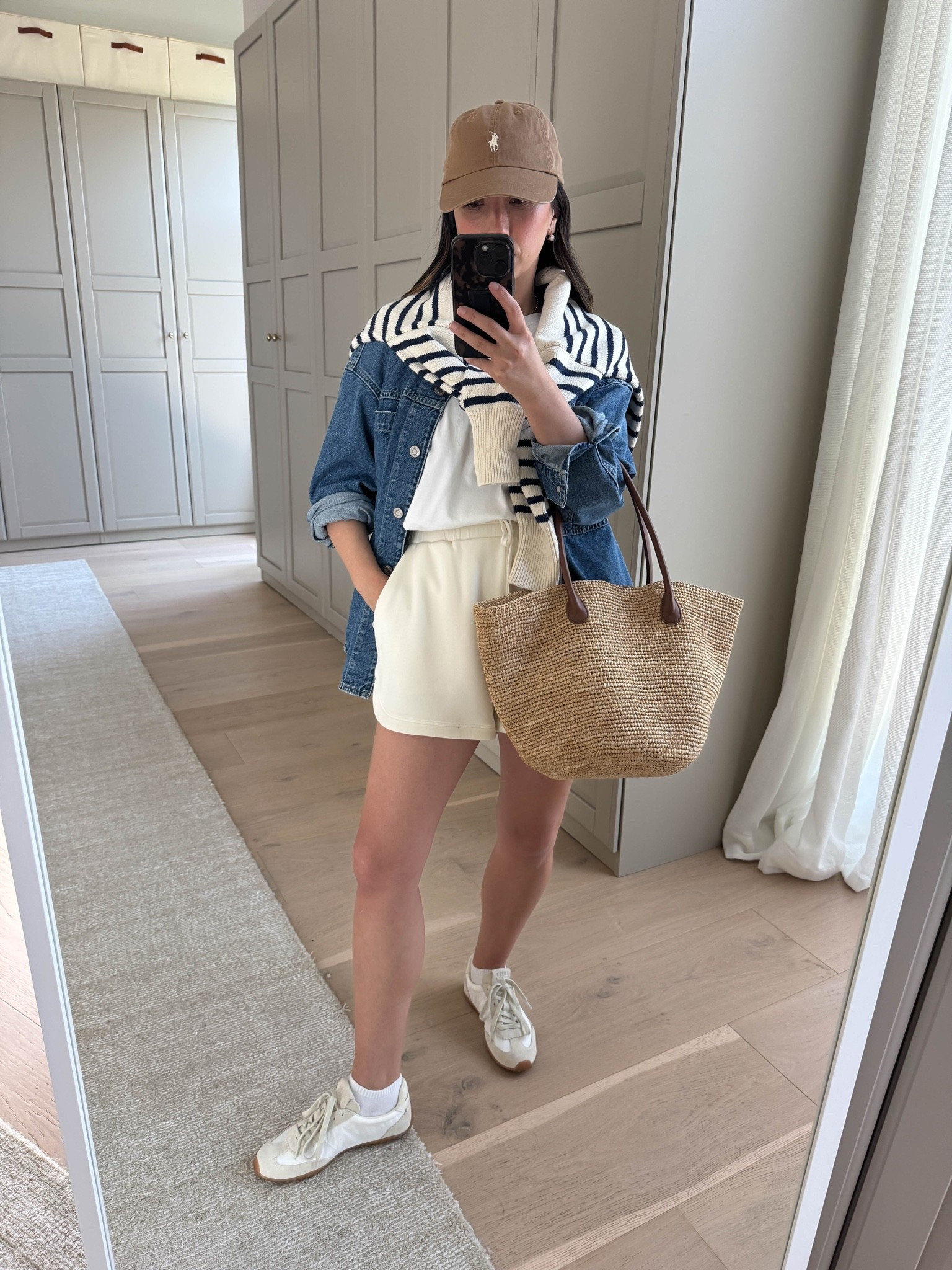 Summer morning mom uniform loading…

Gap shacket petite xs - old
Madewell tee
Varley shorts small
Minnow sweater small
Amazon socks
Bimba Y Lola sneakers 5 - run big 
Aritzia tote
Polo Ralph Lauren hat
Dorsey James necklace 15”
Electric Picks earrings

summer outfits, summer style, petite style

#LTKmomlife #LTKootd #LTKPetite