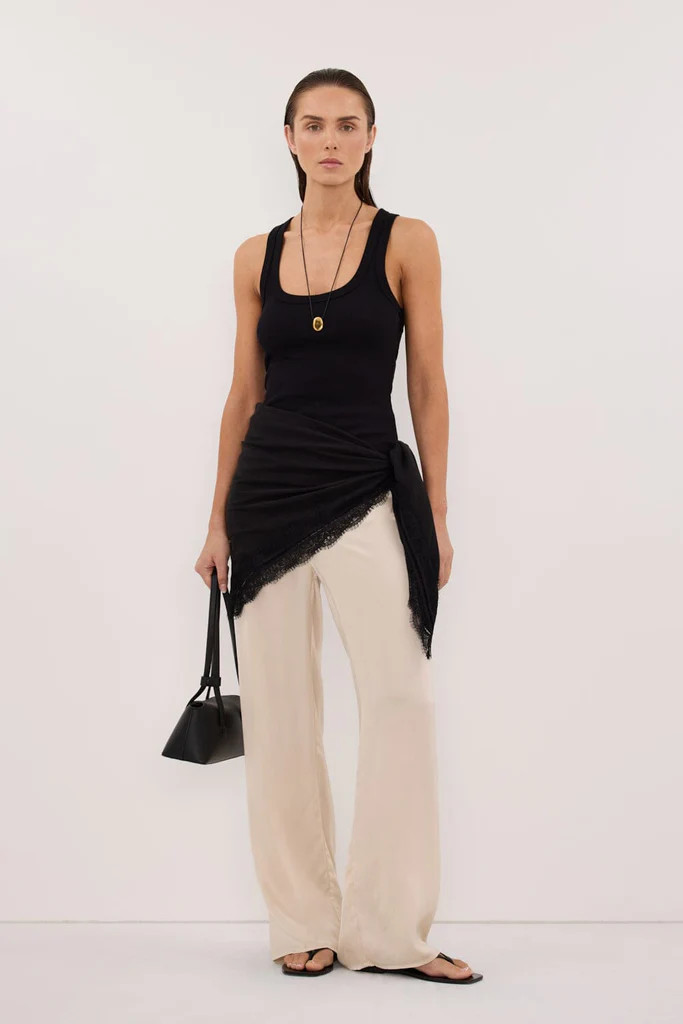 ANDREA BLACK CUPRO LACE SCARF | DISSH