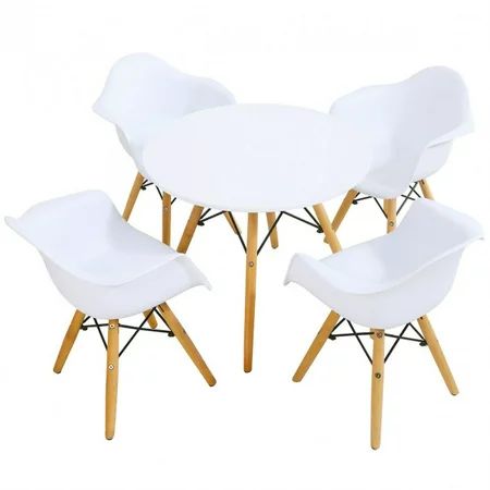 5 Pcs Kids Modern Round Table Chair Set-White | Walmart (US)