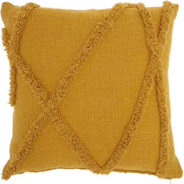 18"x18" Distressed Diamond Square Throw Pillow Mustard - Nourison | Target