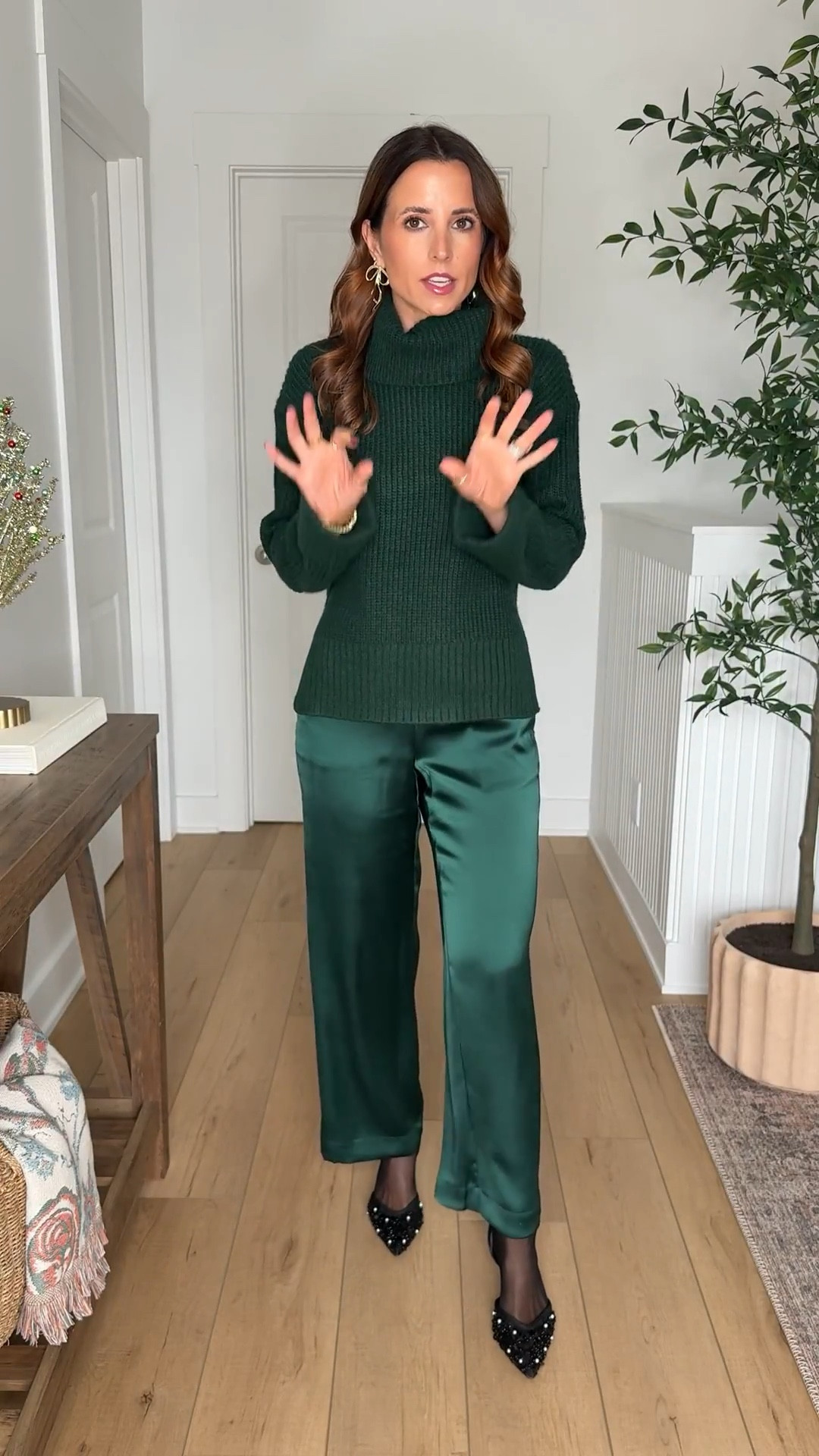 Holiday party outfits. Christmas party outfits. New Year’s Eve outfits. Church outfit. Lace dresses. Satin pants. Christmas sweater. *Wearing 00P or XXSP in each*

#LTKPetite #LTKHoliday #LTKSeasonal