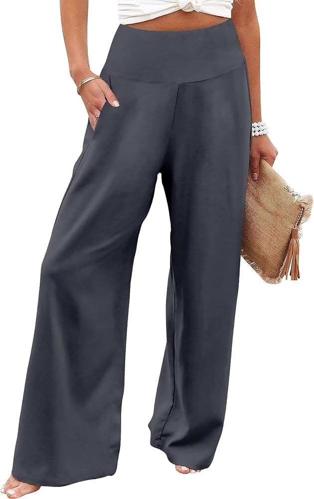 JZC Women's Palazzo Lounge Pants Casual Wide Leg Pants High Waist Flowy Toursers with Pockets | Amazon (US)