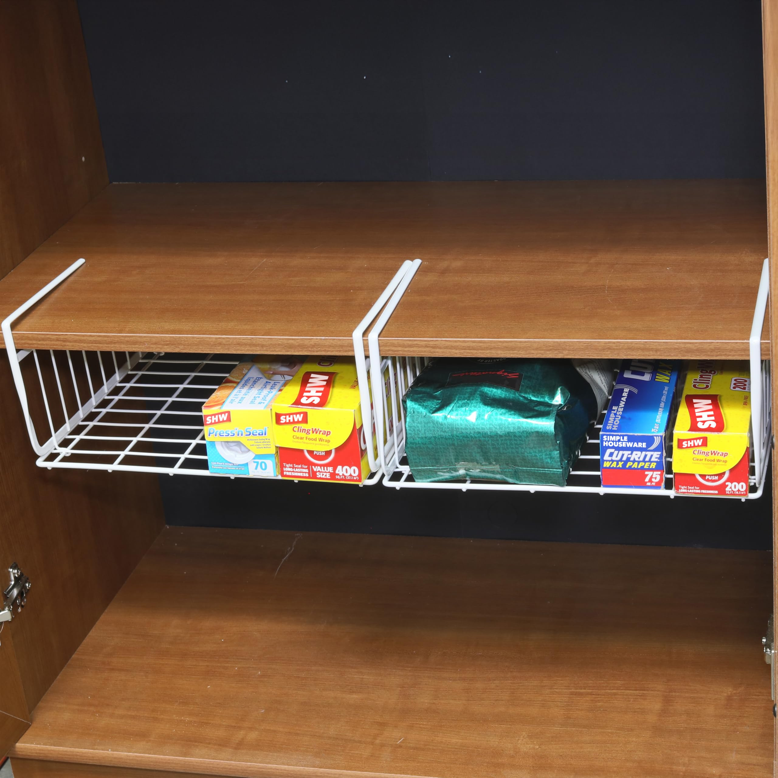 SIMPLE HOUSEWARE Under Shelf Basket, White – 2-Pack Space-Saving Storage Organizer for Kitchen,... | Amazon (US)