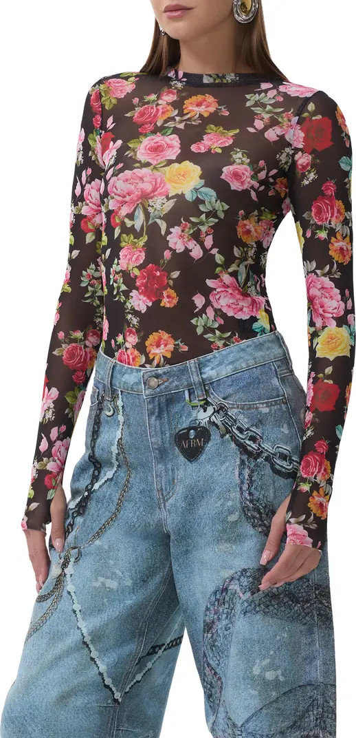 AFRM Kaylee Floral Mesh Top | Nordstrom | Nordstrom