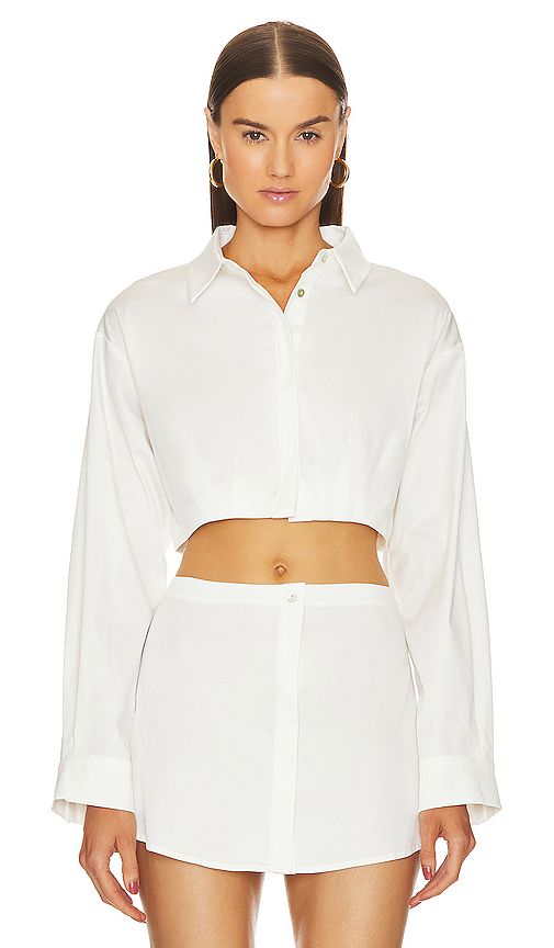 Bella Crop Shirt in White | Revolve Clothing (Global)
