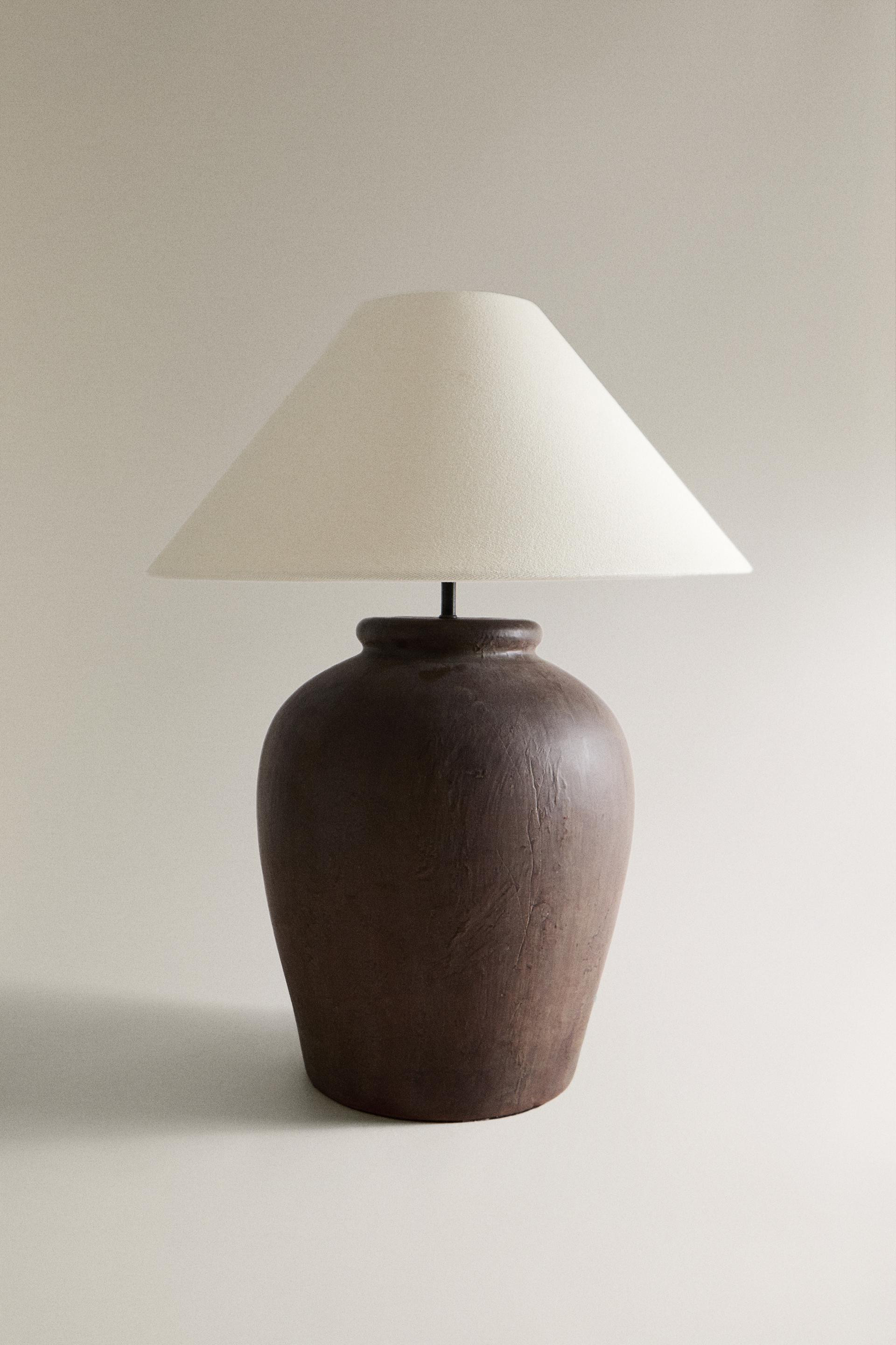 TABLE LAMP WITH CERAMIC BASE - Brown - 23.6 x 18.9 x 18.9 " | Zara US