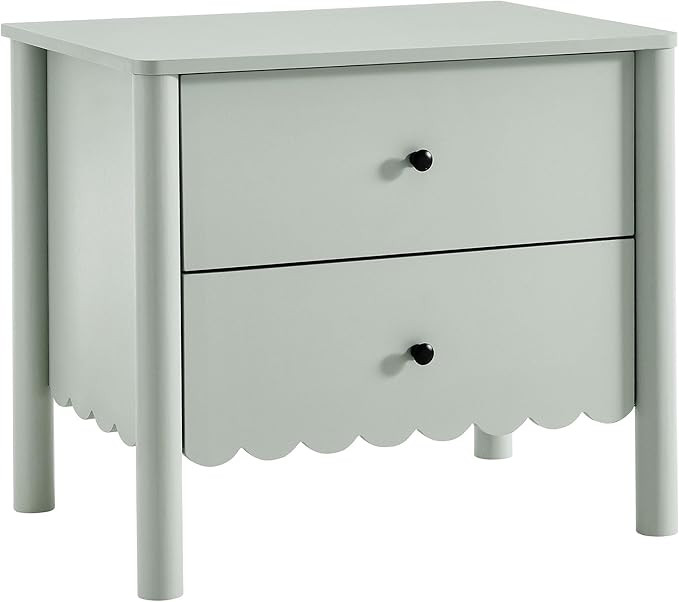 Modway Emmeline Scalloped 2-Drawer Nightstand in Sage | Amazon (US)