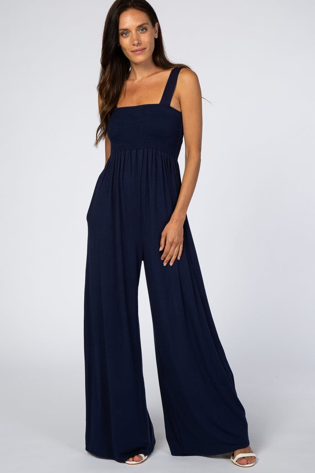 Navy Sleeveless Wide Leg Jumpsuit | PinkBlush Maternity