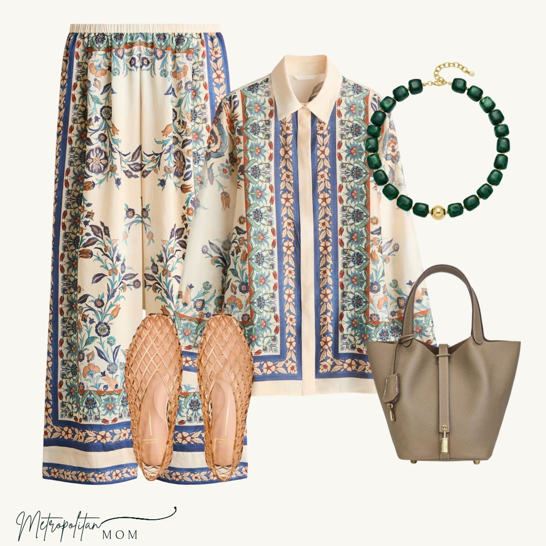 Spring florals with a playful twist.This H&M cream floral set gives major Farm Rio vibes, styled with jellies, a chunky green necklace, and a grey bucket bag for a more grounded, everyday feel.Fun, affordable, and perfect for Easter or any spring event.

#LTKOver40 #LTKmomlife #LTKWorkwear