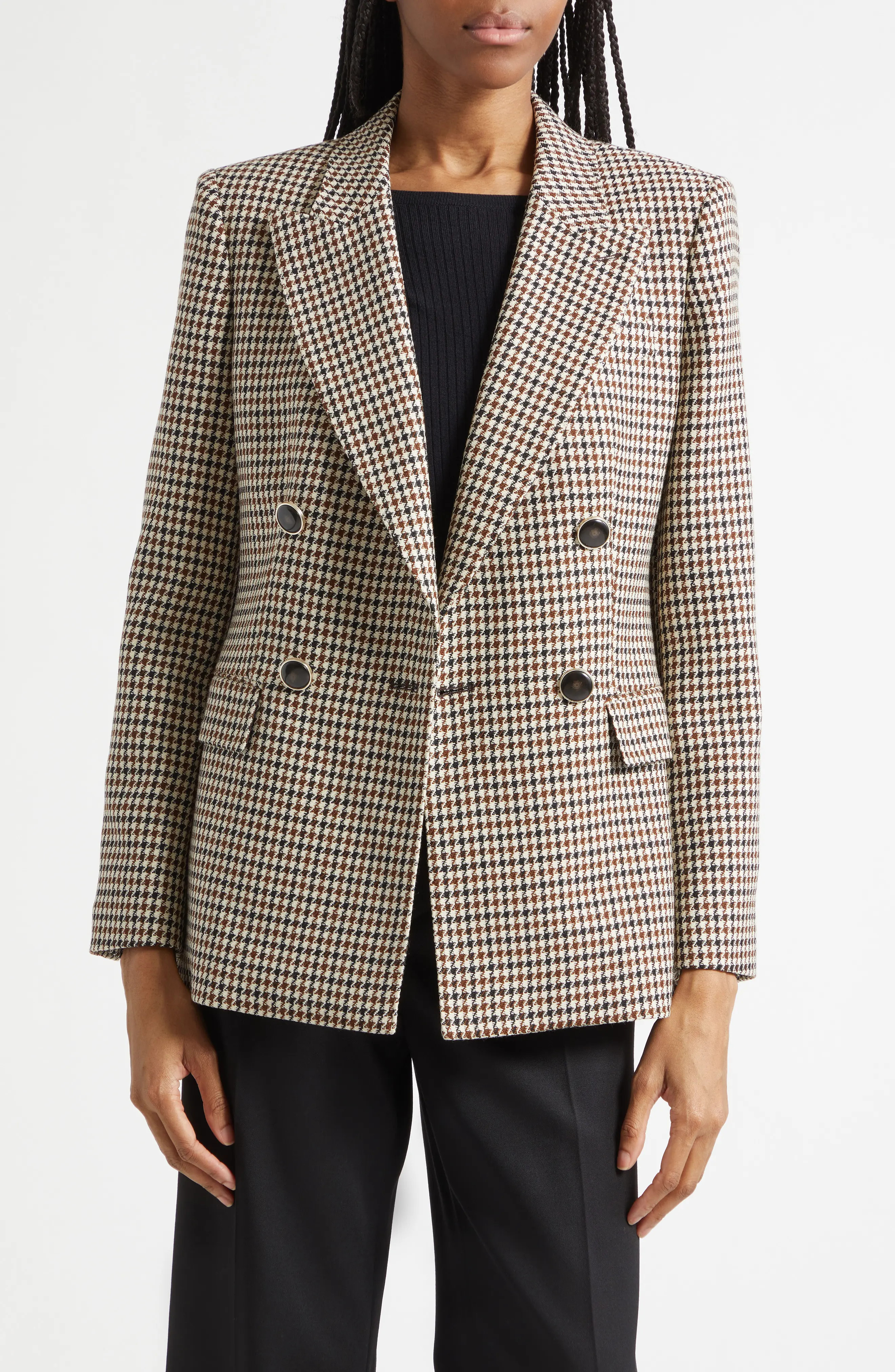 Solene Houndstooth Check Wool Blend Jacket (Women) | Nordstrom | Nordstrom