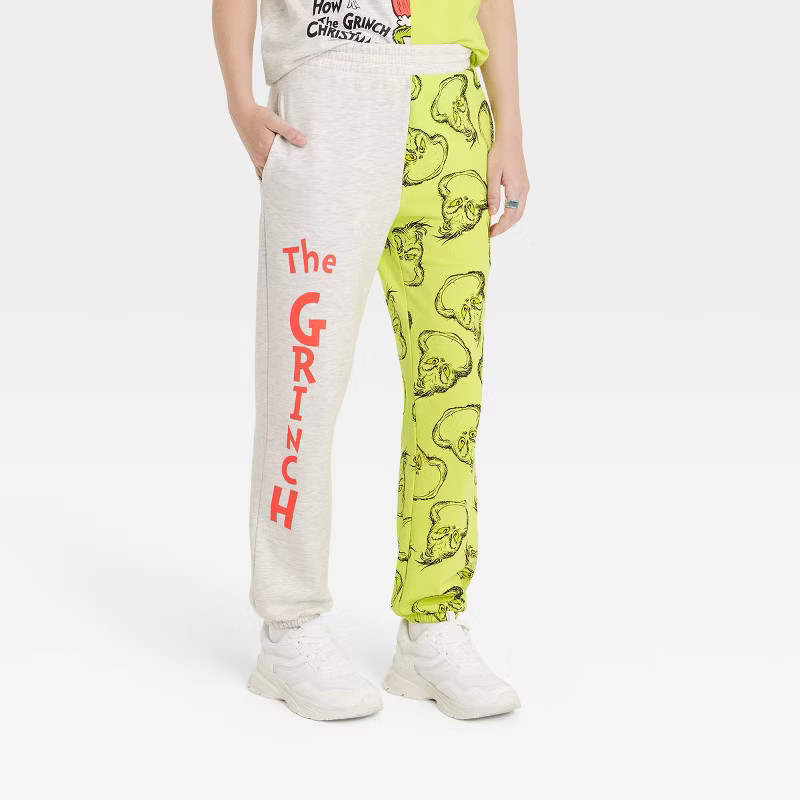 Women's The Grinch Colorblock Graphic Jogger Pants - Green | Target