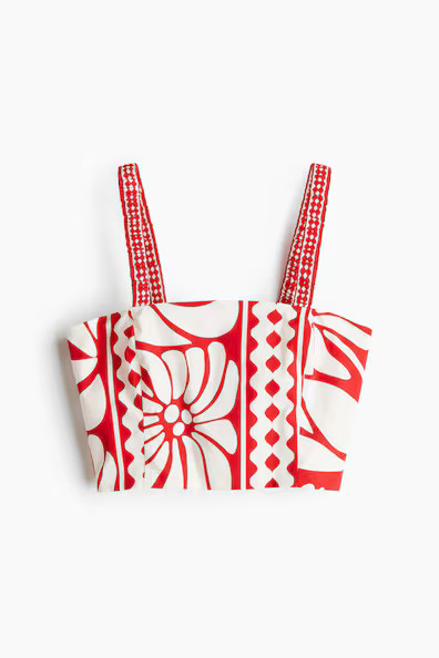 H & M - Poplin Crop Top - Red | H&M (US + CA)