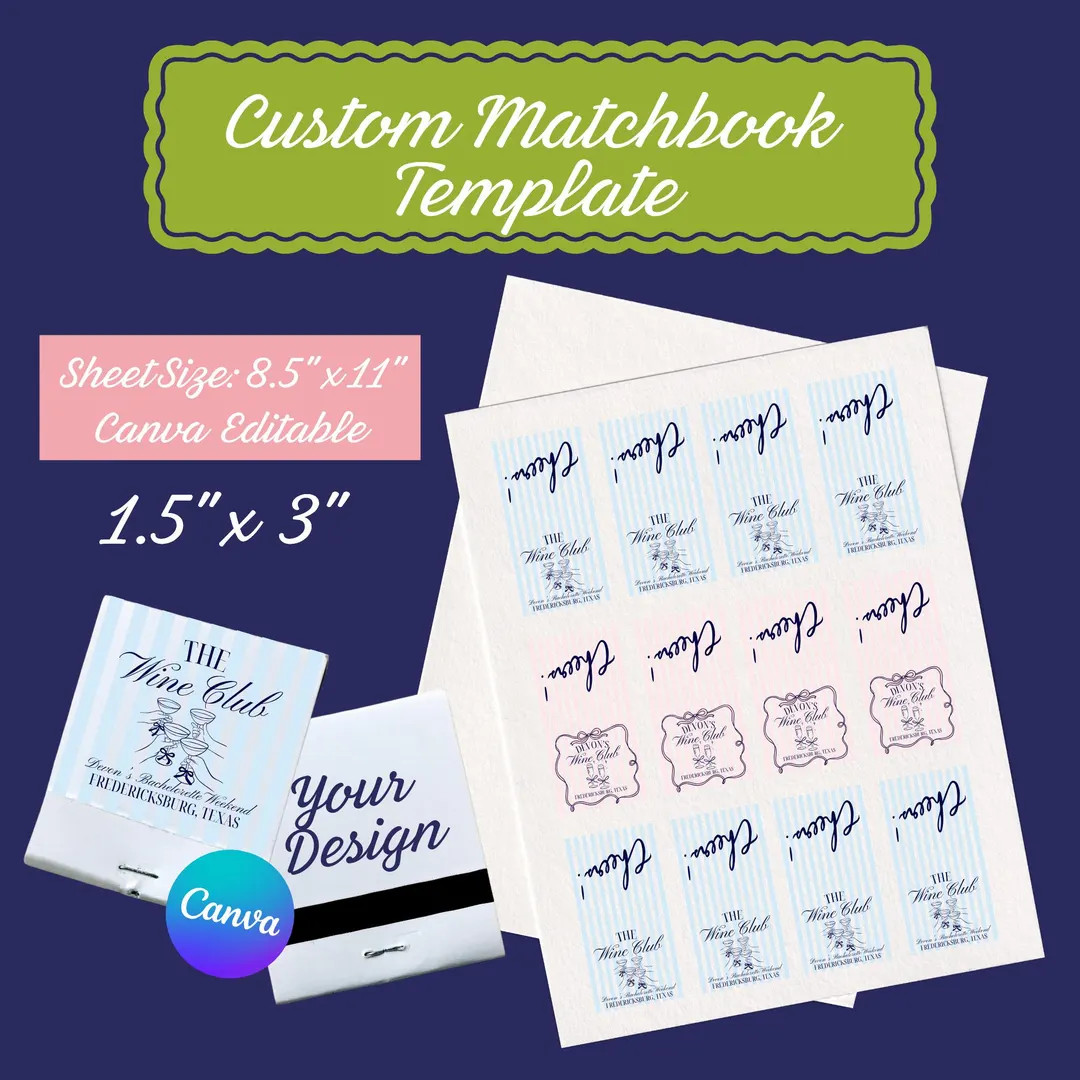 Bachelorette Matchbook Template | Editable Design for Sticker Paper Printing | Etsy (US)