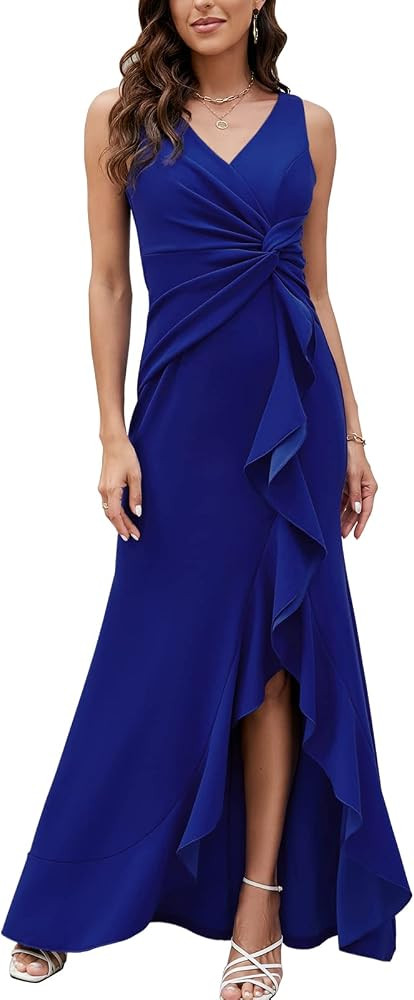 FQA Formal Evening Dresses for Women Elegant Evening Party Prom Dress Long Sexy V Neck Sleeveless... | Amazon (US)