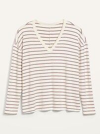 Oversized Cozy-Knit Long-Sleeve Striped T-Shirt for Women | Old Navy (US)