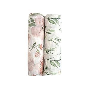 Crane Baby Soft Muslin Swaddle Blankets, Soft Swaddle Wraps for Boys and Girls, Floral, 2 Count, ... | Amazon (US)