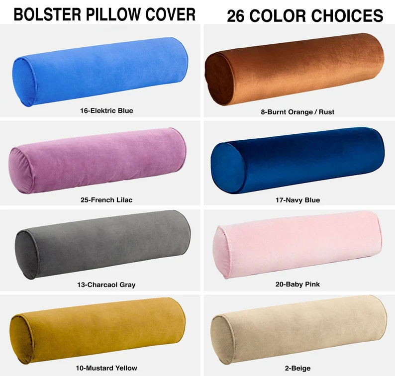 Extra Long Velvet Bolster Pillow Cover With Piping body Pillow cylindrical Pillow yoga Cushion cu... | Etsy (US)