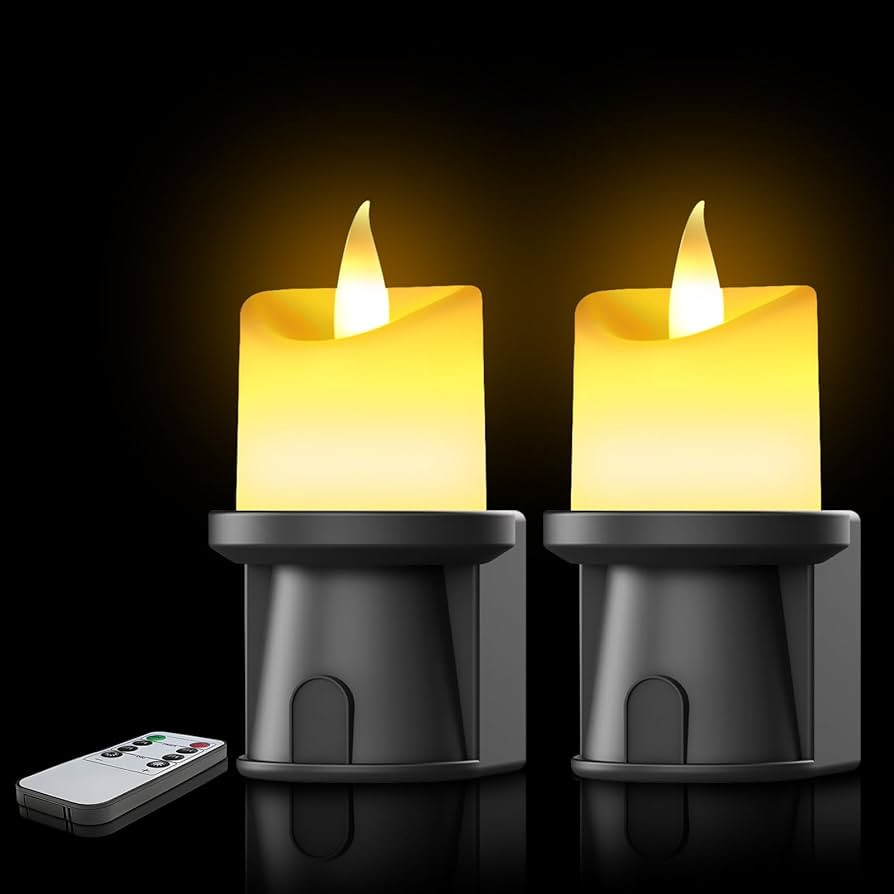 Flameless Candles Night Light with Flickering Flame, Battery Operated LED Night Light, Magnetic A... | Amazon (US)