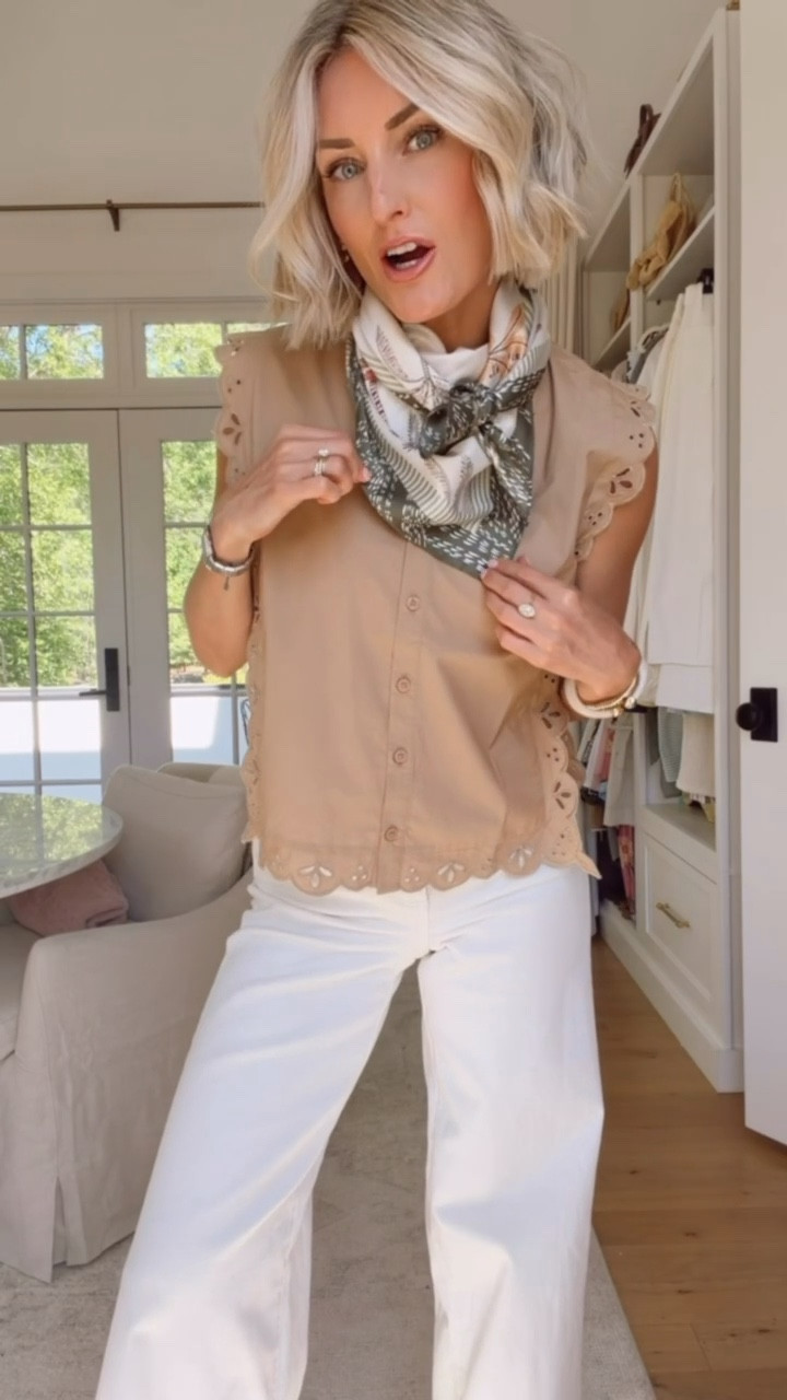 Another way to style your silk scarf! I love how it instantly elevates any look! Wearing XS/4.

Loverly Grey, Loft, silk scarf, satin scarf, Target find, white denim outfit, white jeans outfit, spring fashion, spring outfit ideas 

#LTKSeasonal #LTKootd