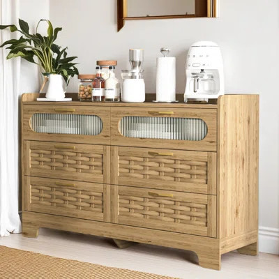 Wood 6 Drawer Dresser For Bedroom, Large Double Dresser With Wide Drawers, Modern Chest Of Drawers,Storage Organizer Dresser,Nursery Dresser,For Livin | Wayfair North America
