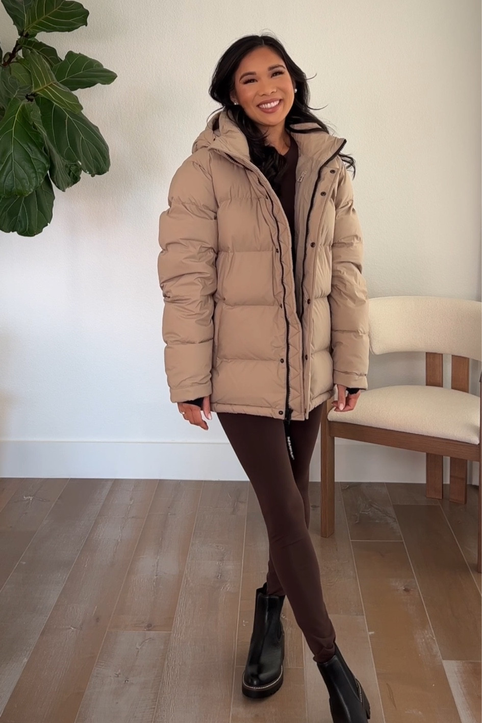 Winter outfit that is very warm and comfy! Wearing size small in the brown athletic top, XS in the leggings, small in the puffer coat. Puffer coat is on sale for 10% off, leggings on sale for 20% off and top is on sale for 20% off! 

#LTKSaleAlert #LTKCyberWeek #LTKStyleTip