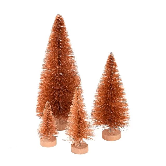 4PCS Artificial Mini Christmas Trees, Upgrade Sisal Trees with Wood Base Bottle Brush Trees for C... | Walmart (US)