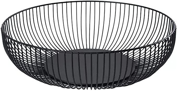 Metal Wire Countertop Fruit Bowl Basket Holder for Kitchen | Black Modern Home Storage Decor Stan... | Amazon (US)