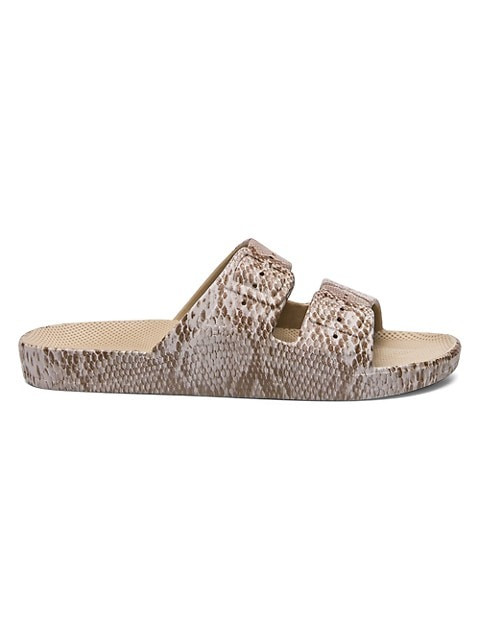 Moses Snakeskin-Embossed 2-Band Slide Sandals | Saks Fifth Avenue