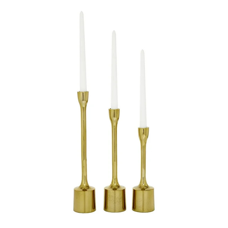 CosmoLiving by Cosmopolitan 3 Candle Gold Aluminum Metal Slim Candle Holder with Block Bases, Set... | Walmart (US)
