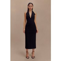 Annita Crepe Halter Midi Dress - Black I MESHKI I Size S | MESHKI US