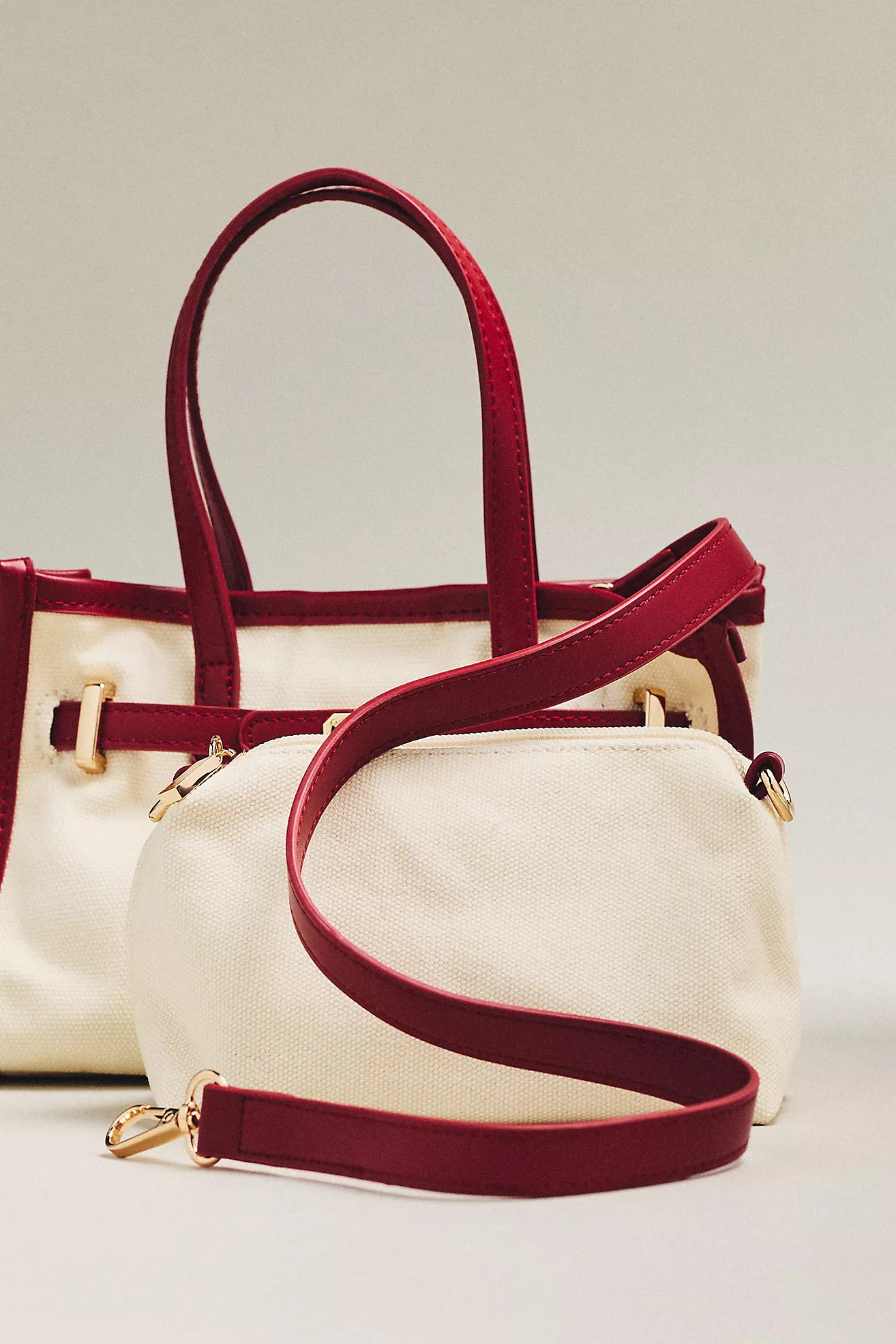 Faux Leather Trim Belted Canvas Mini Tote | Anthropologie (US)