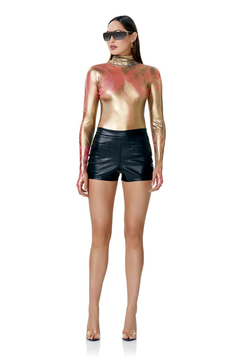 Zadie Metallic Mesh Top - Golden Nude Rose | ShopAFRM