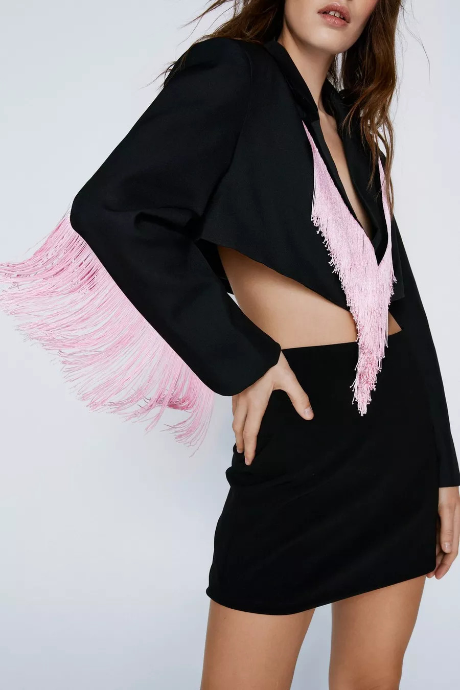 Premium Tassel Trim Cropped Blazer | Nasty Gal (US)