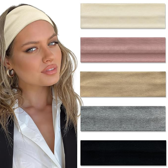 Headbands for Women 5Pcs Head Bands for Women's Hair Non slip Cotton Wide Headband Winter Headban... | Amazon (US)